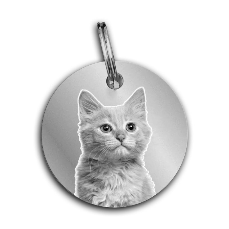 Personalised Pet Tag Steel Disc Round Shape Identifier and Contact