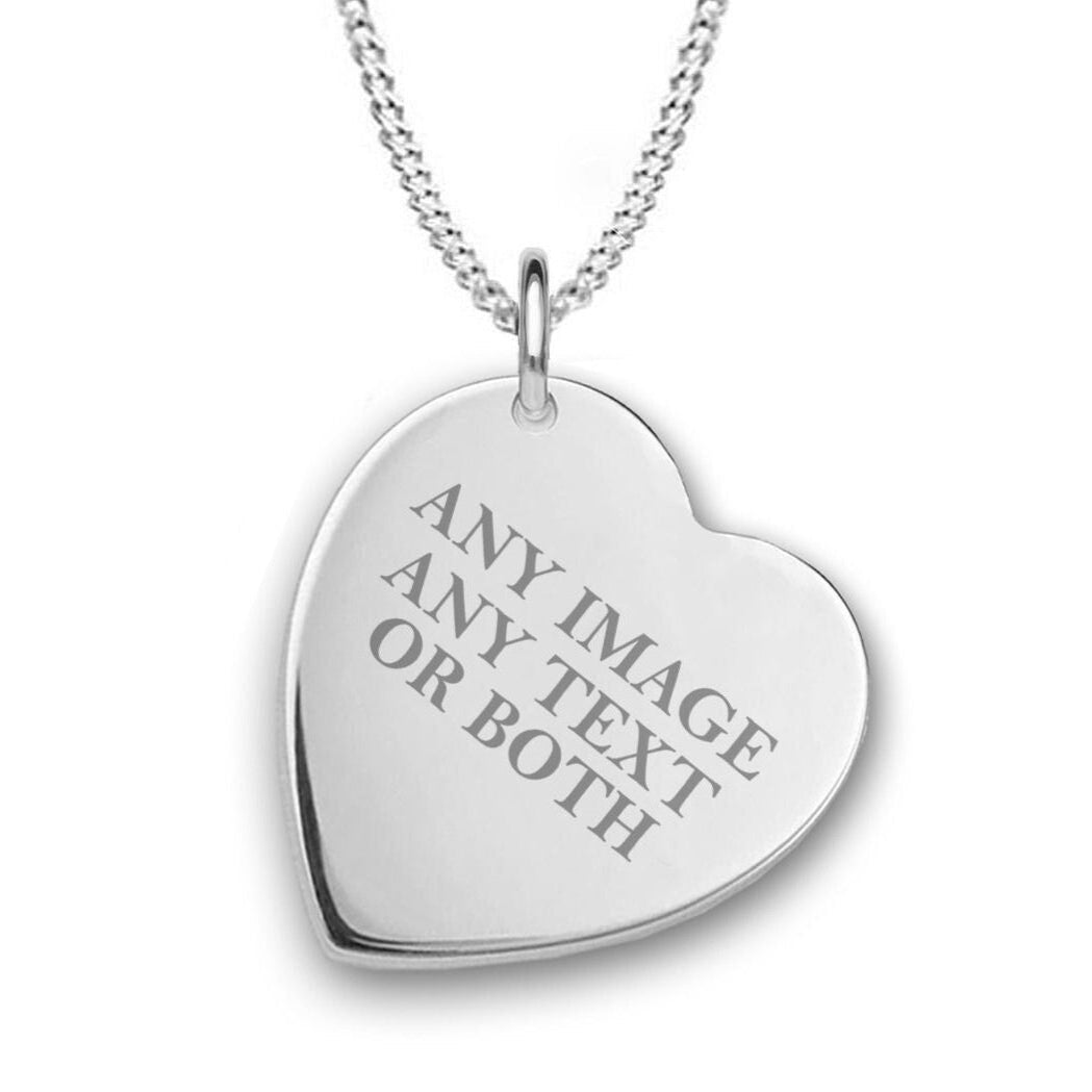 Personalied Sterling Silver Engraved Heart Pendant Necklace