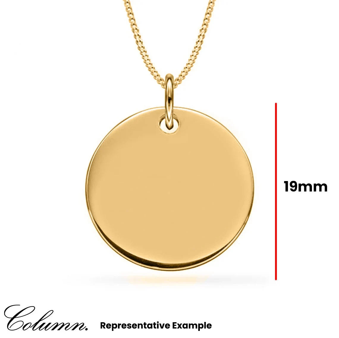 Personalised 9ct Solid Gold 20mm Engraved Disc Pendant 22" Gold Necklace
