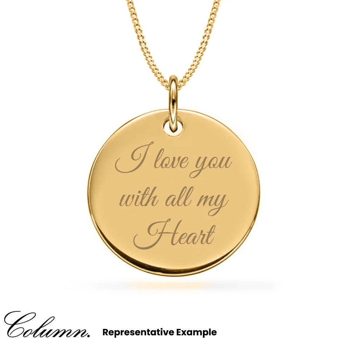Personalised 9ct Solid Gold 20mm Engraved Disc Pendant 22" Gold Necklace