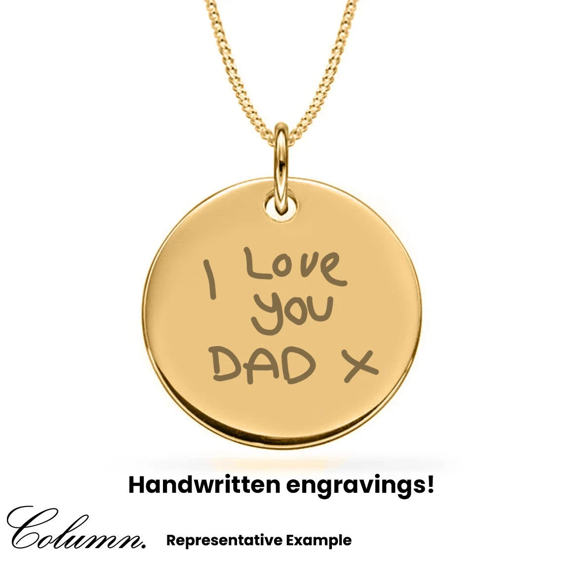 Personalised 9ct Solid Gold 20mm Engraved Disc Pendant 22" Gold Necklace