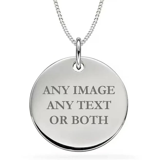 Personalised Pendant Sterling Silver Disc Necklace