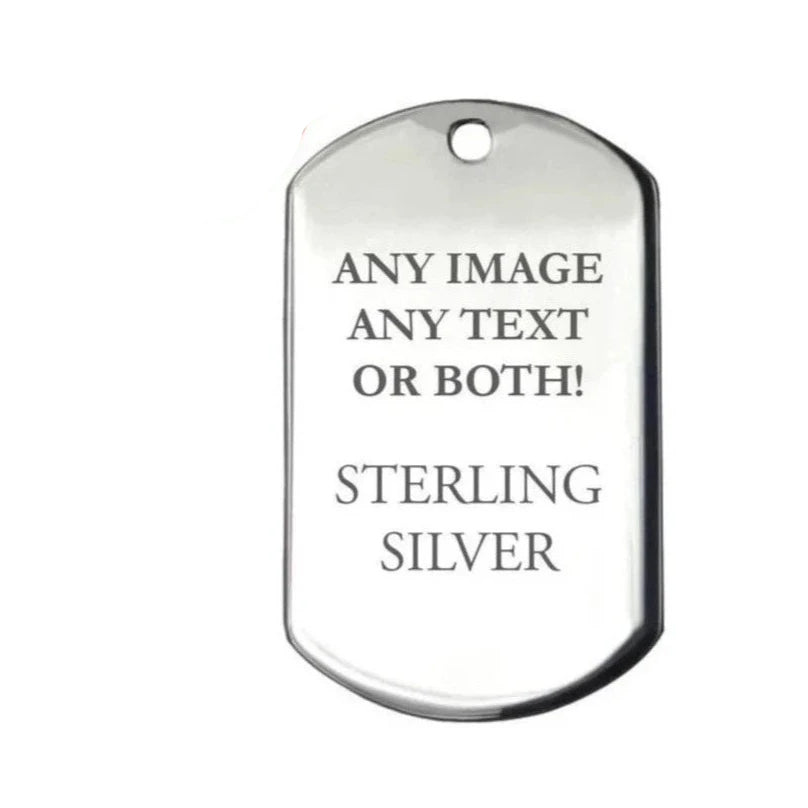 Personalised Sterling Silver Engraved Dog Tag Pendant Necklace