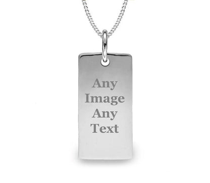 Personalised Sterling Silver Engraved ID Bar Pendant Necklace