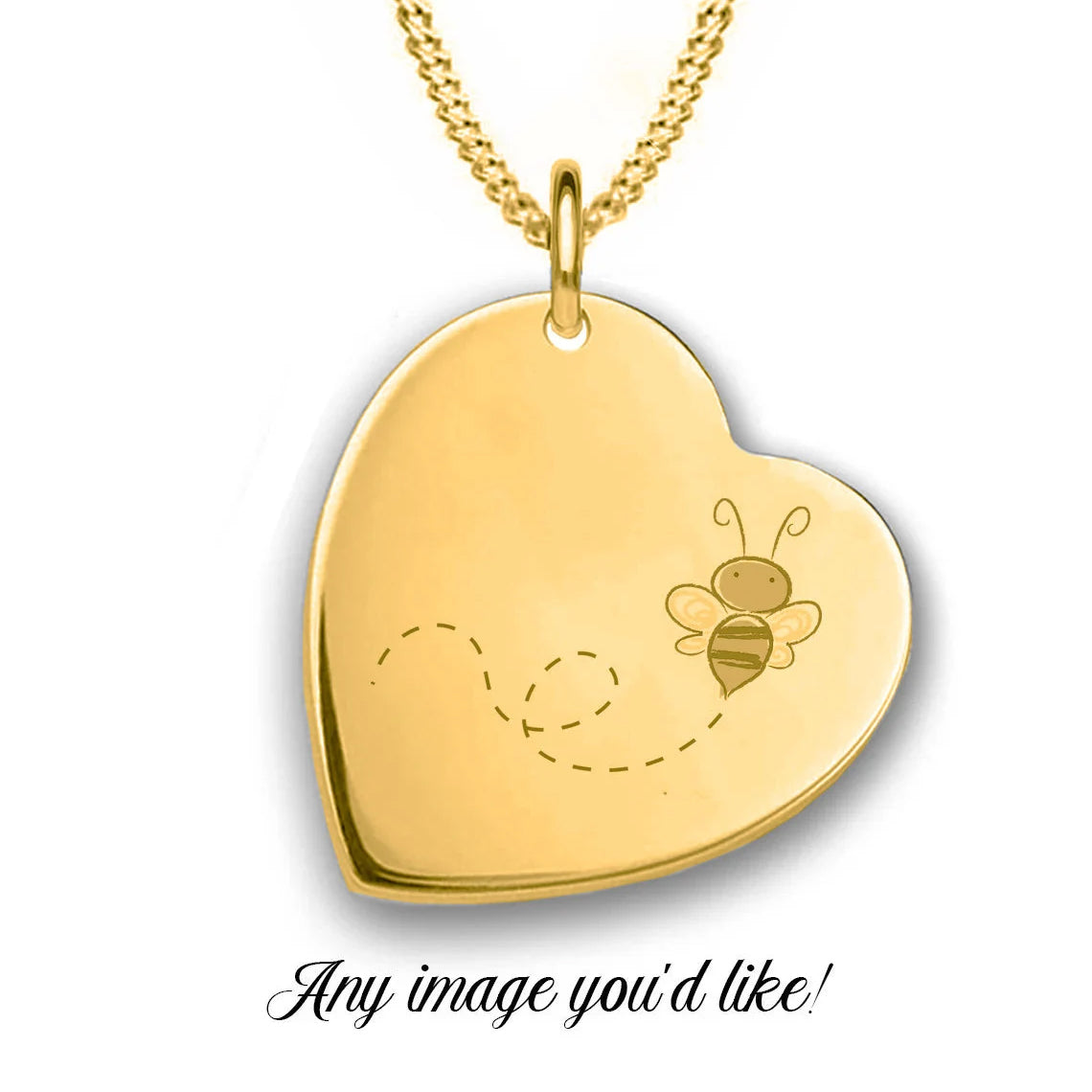 Personalied Gold Plated Engraved Heart Pendant Necklace