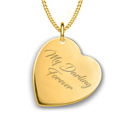 Personalied Gold Plated Engraved Heart Pendant Necklace