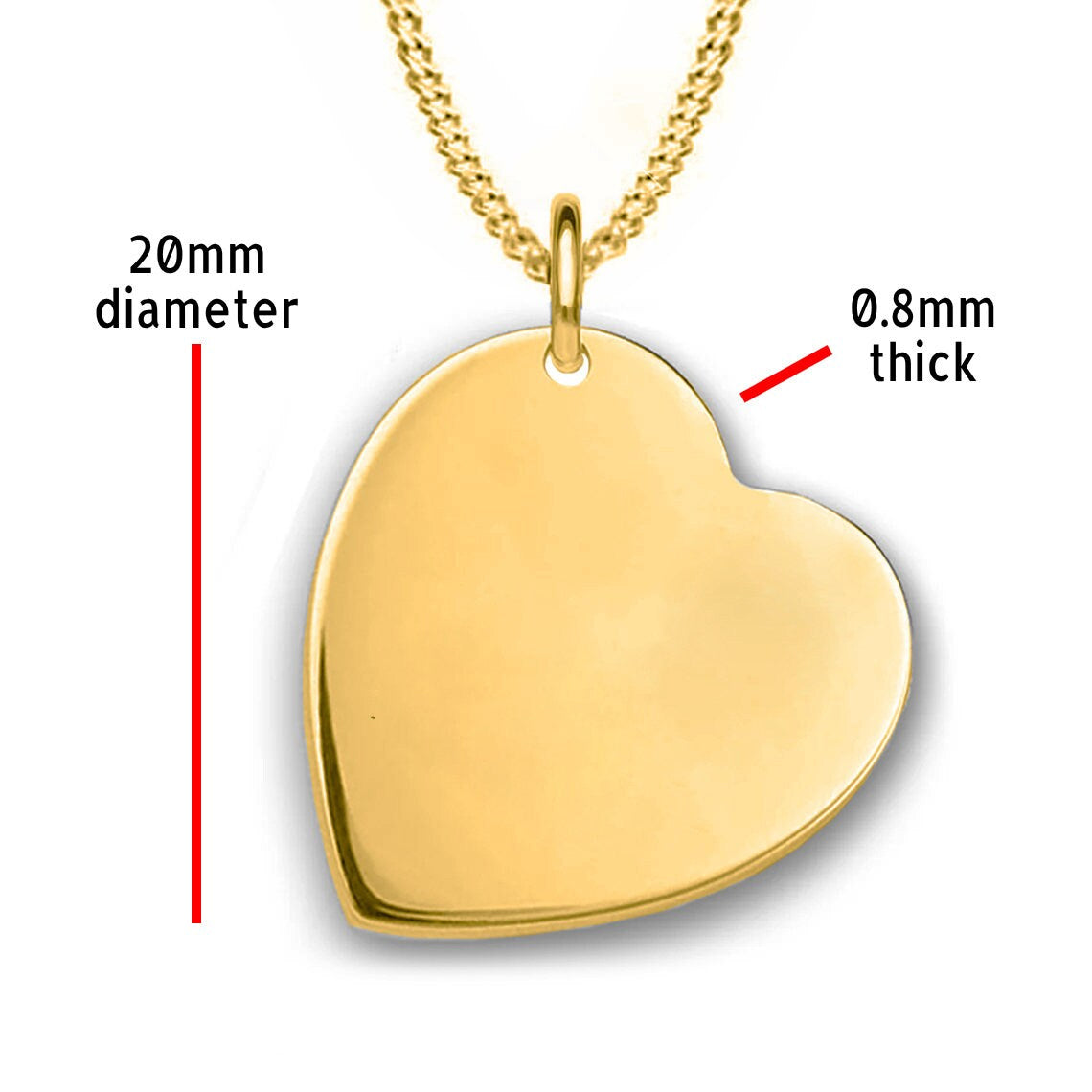 Personalied Gold Plated Engraved Heart Pendant Necklace