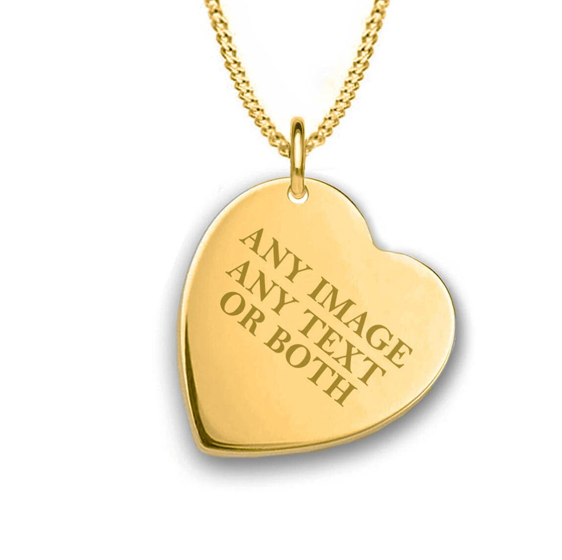 Personalied Gold Plated Engraved Heart Pendant Necklace