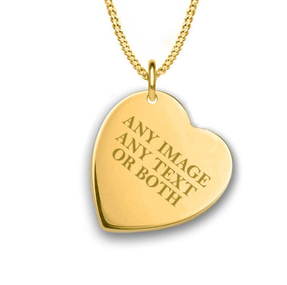 Personalied Gold Plated Engraved Heart Pendant Necklace